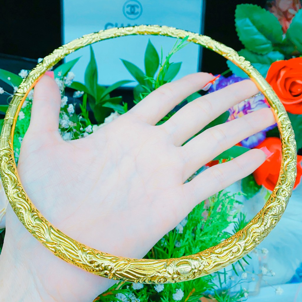 Kiềng Nữ Khắc Phụng Màu 24k Trang Sức Cưới Thiết Kế Chuẩn - Bền màu, Không Dị Ứng