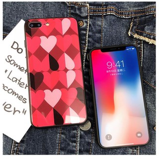 Ốp Cường Lực Tim Đỏ Đen ip6,6s,6plus,6splus,7,7plus,8,8plus,X