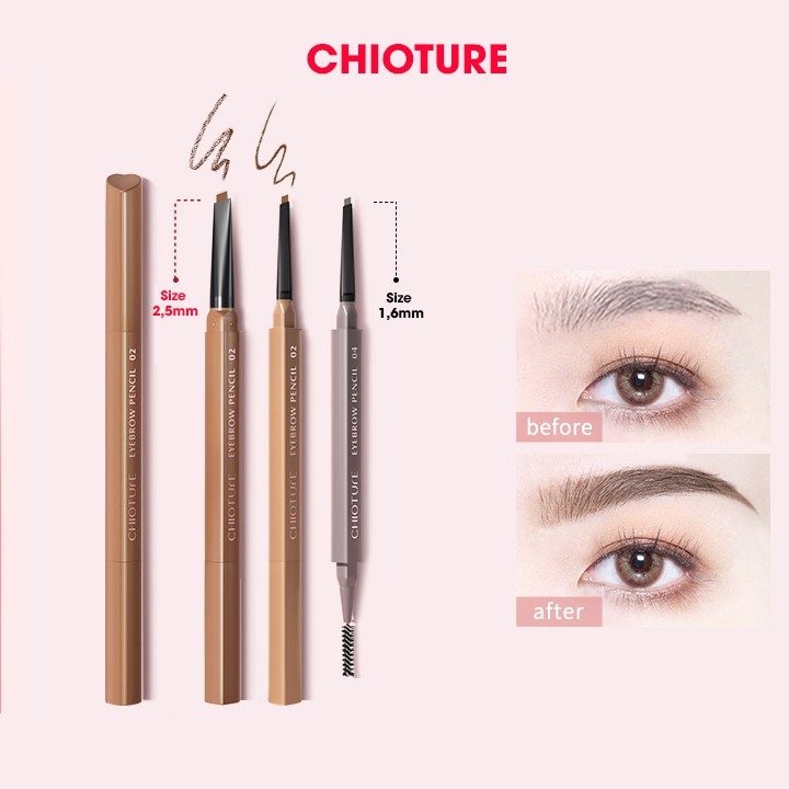 Bút Chì Kẻ Lông Mày 2 Trong 1 CHIOTURE Chống Thấm Nước Lâu Trôi Dễ Sử Dụng (0034)