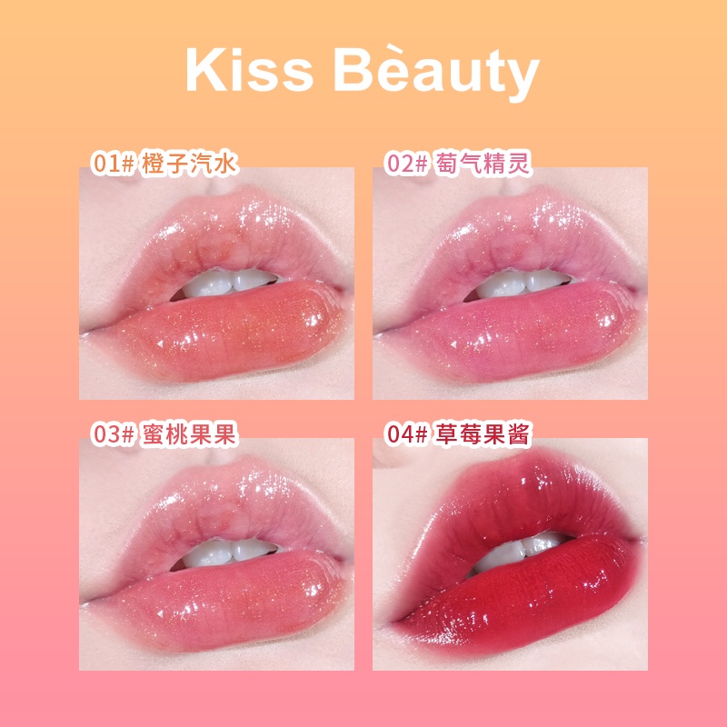 Son bóng Kiss Beauty dưỡng ẩm kết cấu màu trong suốt lấp lánh