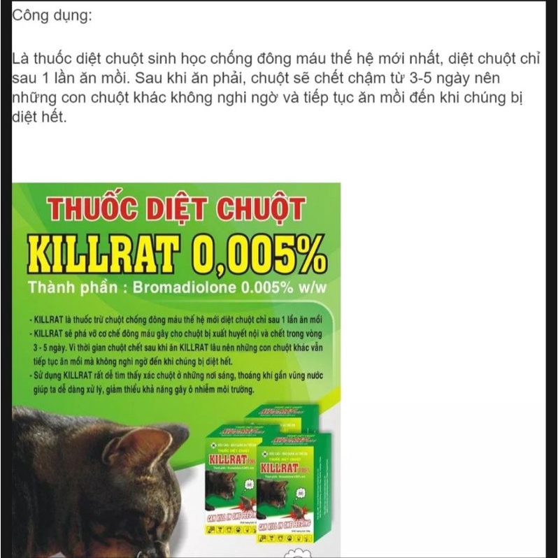 Thuốc diệt chuột killrat 1 hộp 2 gói 40gr