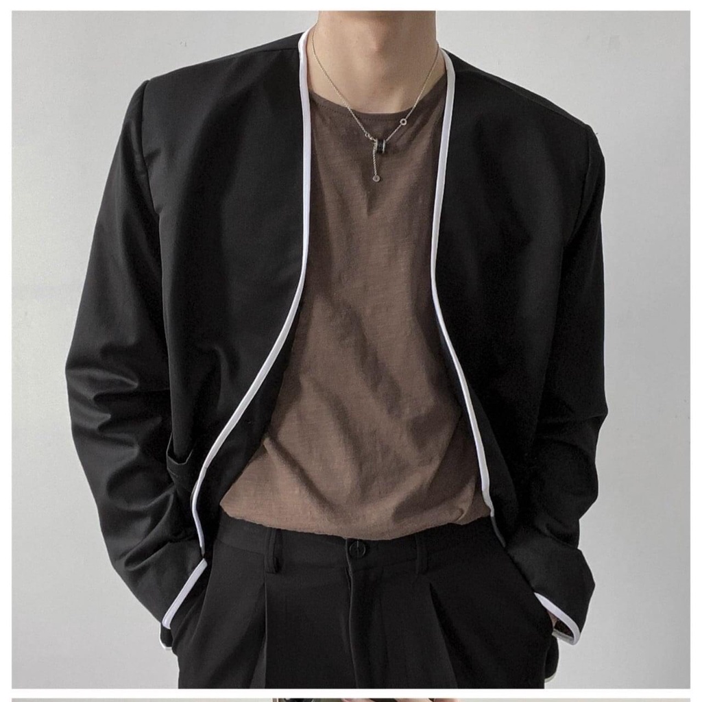 Áo Blazer nam phối viền trắng sang trọng, lịch lãm của bao chàng trai. | BigBuy360 - bigbuy360.vn