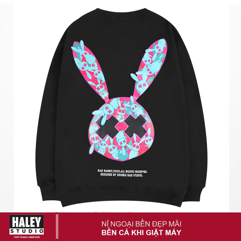 Áo Sweater Nam Nữ HALEY unisex RABBIT phong cách Hàn Quốc cá tính, Chất nỉ bông đẹp mã HD214