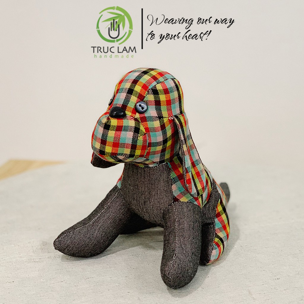 Đồ Chơi Cho Bé Thú Nhồi Bông Hình Chú Chó Ngồi Vải Dệt Tay Bông Gòn Cao Cấp Cỡ Nhỏ - Trúc Lâm Handmade