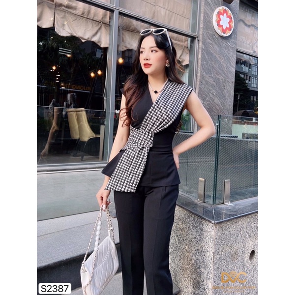 S2387 - bộ quần áo đen công sở nữ