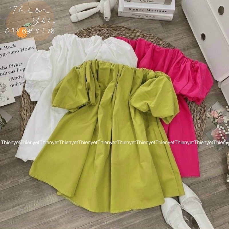 Áo kiểu trễ vai xinh đẹp tay bồng, áo hở vai nữ bèo tay phồng rộng dễ thương, mặc đi chơi, siêu hot trend - Thiên Yết