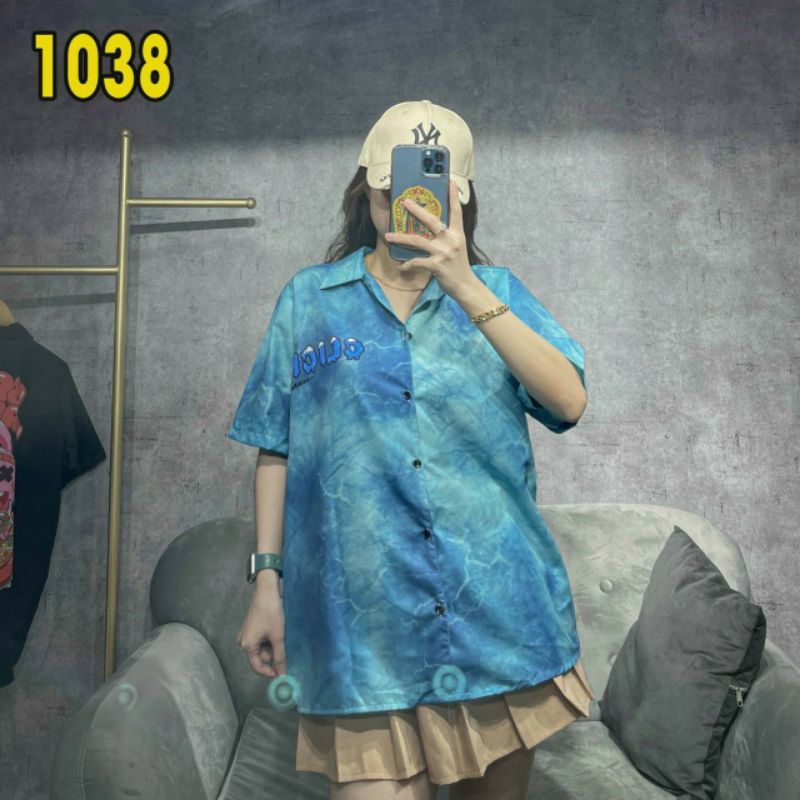 Áo Sơ Mi Tay Ngắn Unisex Cổ Bẻ Phong Cách Hàn Quốc Freesize