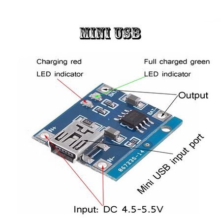 Mạch sạc pin Lithium-ion 18650 1A - cổng Micro USB - Cổng Mini USB (TP4056 | TC4056 )