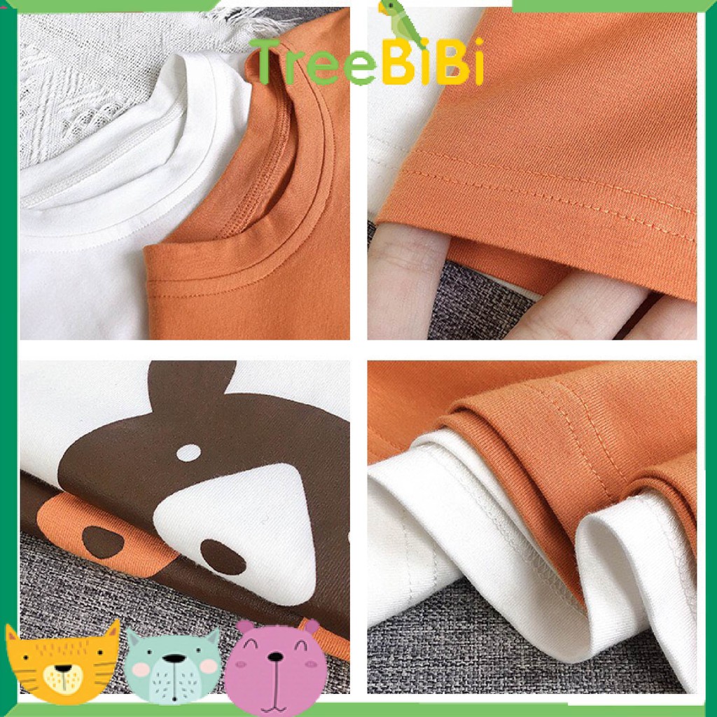 Áo thun bé trai in mặt gấu cute - 100% cotton, thoáng mát, hút mồ hôi tốt -  thời trang cho bé TreeBiBi