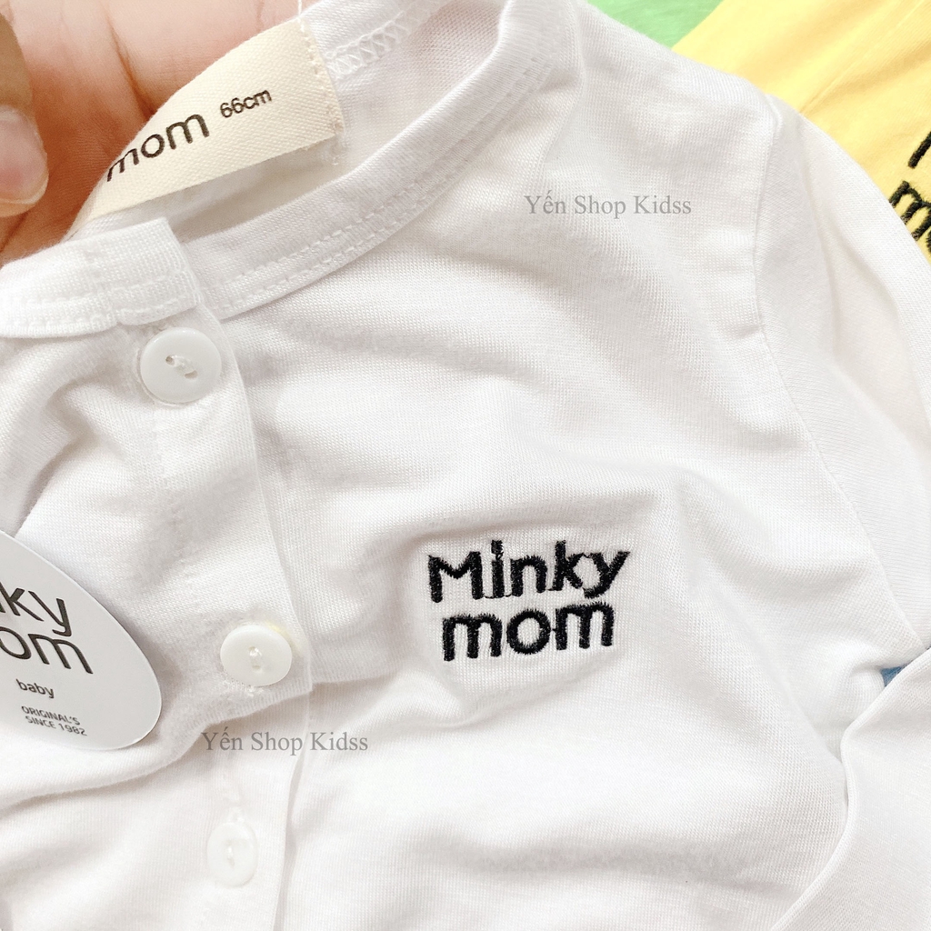 Bộ Dài Tay Sơ Sinh Cúc Giữa Thêu Chữ Minky Mom  Đáp Đũng Cho Bé ( Sơ Sinh- 14kg ) (SP001302)