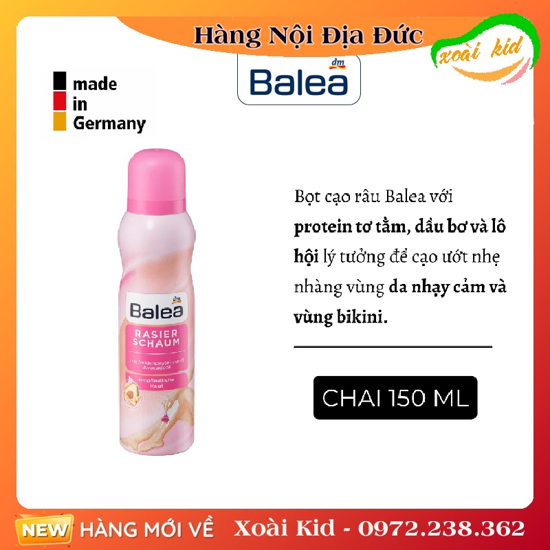 Bọt/Gel cạo lông Balea của Đức - Date mới Đủ Bill