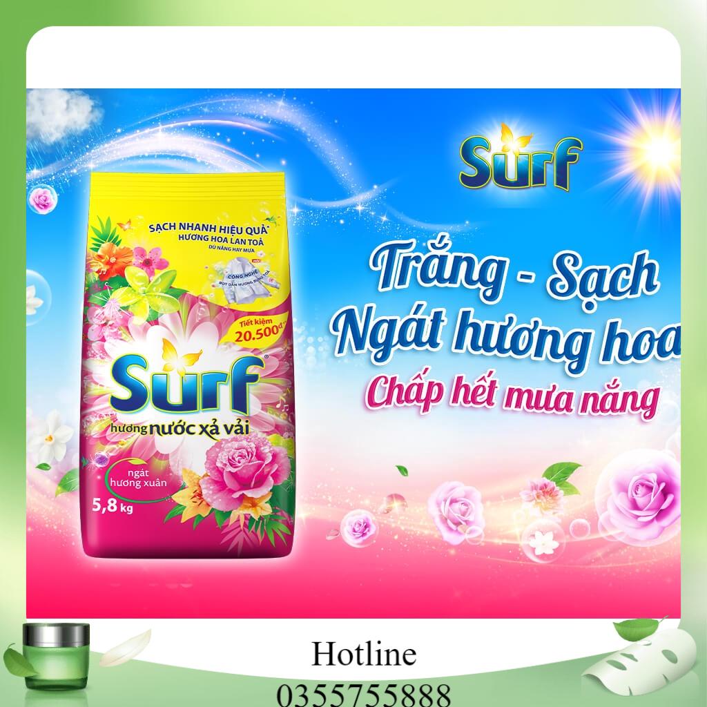 Bột Giặt Surf Hương Nước Xả Vải Ngát Hương Xuân Túi 5.8 kg