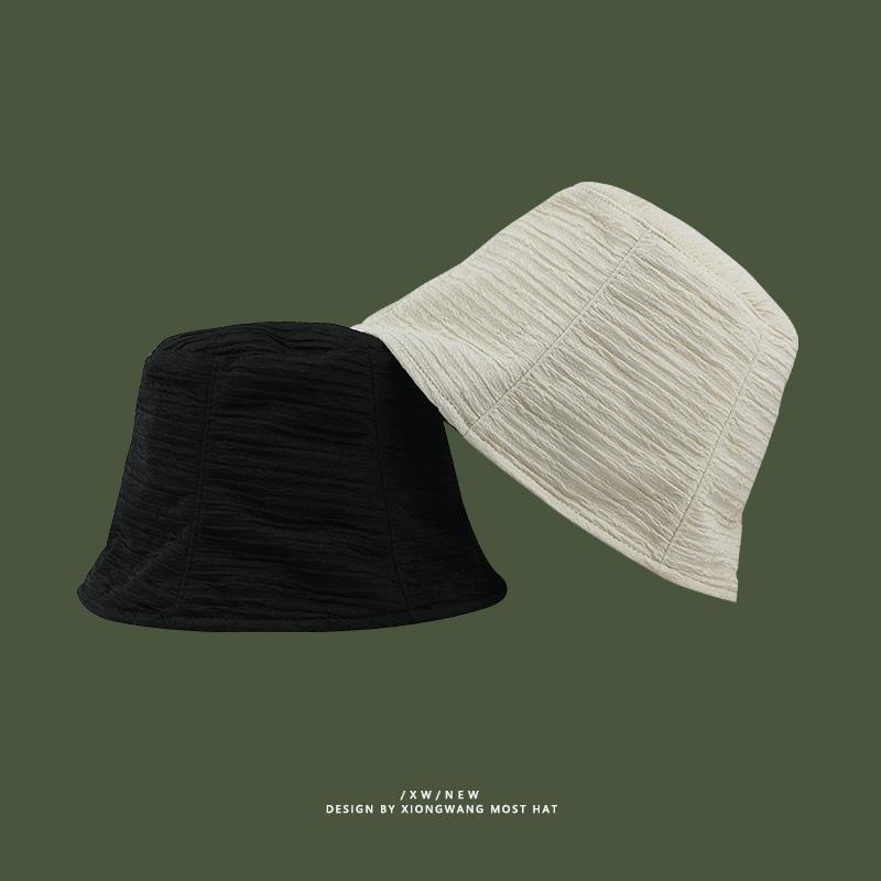 [In stock] fisherman hat thin chiffon sun hat sunshade flat cap flat top black beige light blue