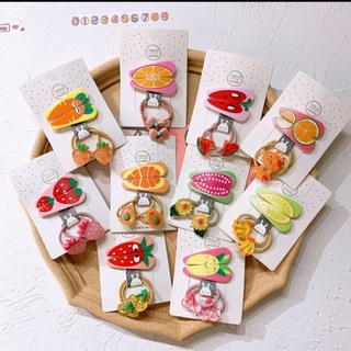 Set 2 dây cột tóc và 2 kẹp tóc hoa quả cho bé
