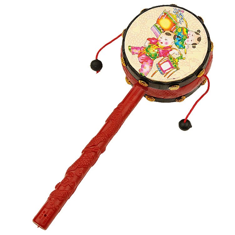 Trống Lắc Cầm Tay Truyền Thống Cho Bé - Đồ Chơi Âm Nhạc Kích Thích Tò Mò Cho Trẻ Sóc_Toystore