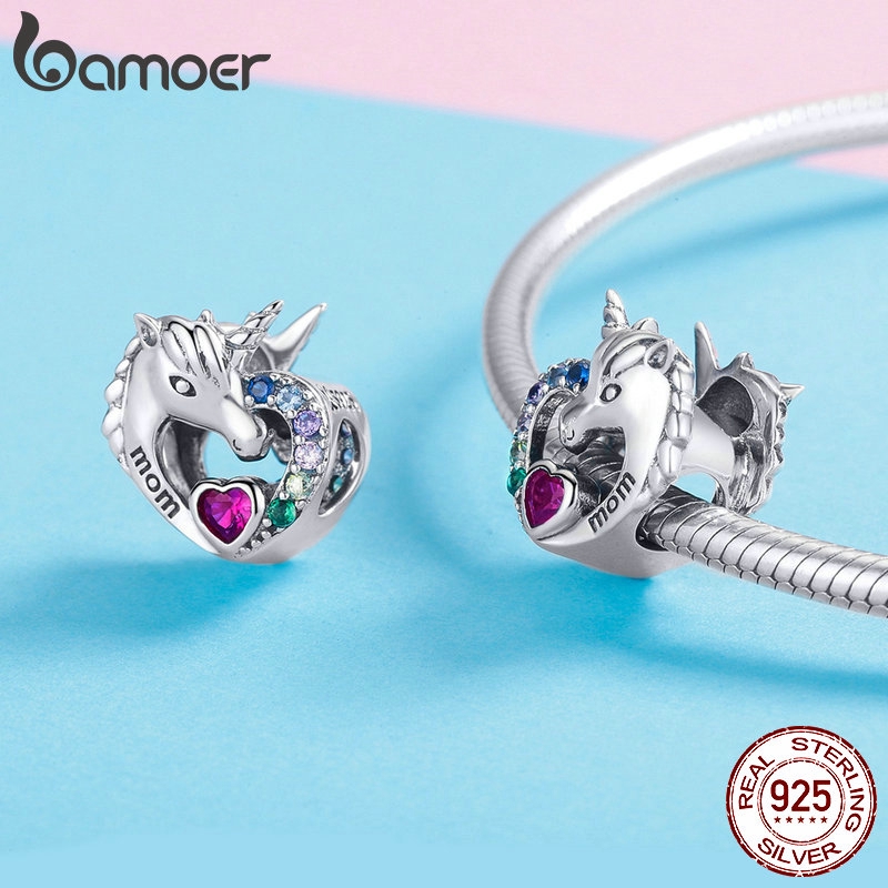 Phụ Kiện Hạt Xỏ Vòng Đeo Tay Bamoer Hình Mặt Kỳ Lân Đính Đá 7 Màu Phong Cách Thời Trang Xinh Xắn Cho Nữ