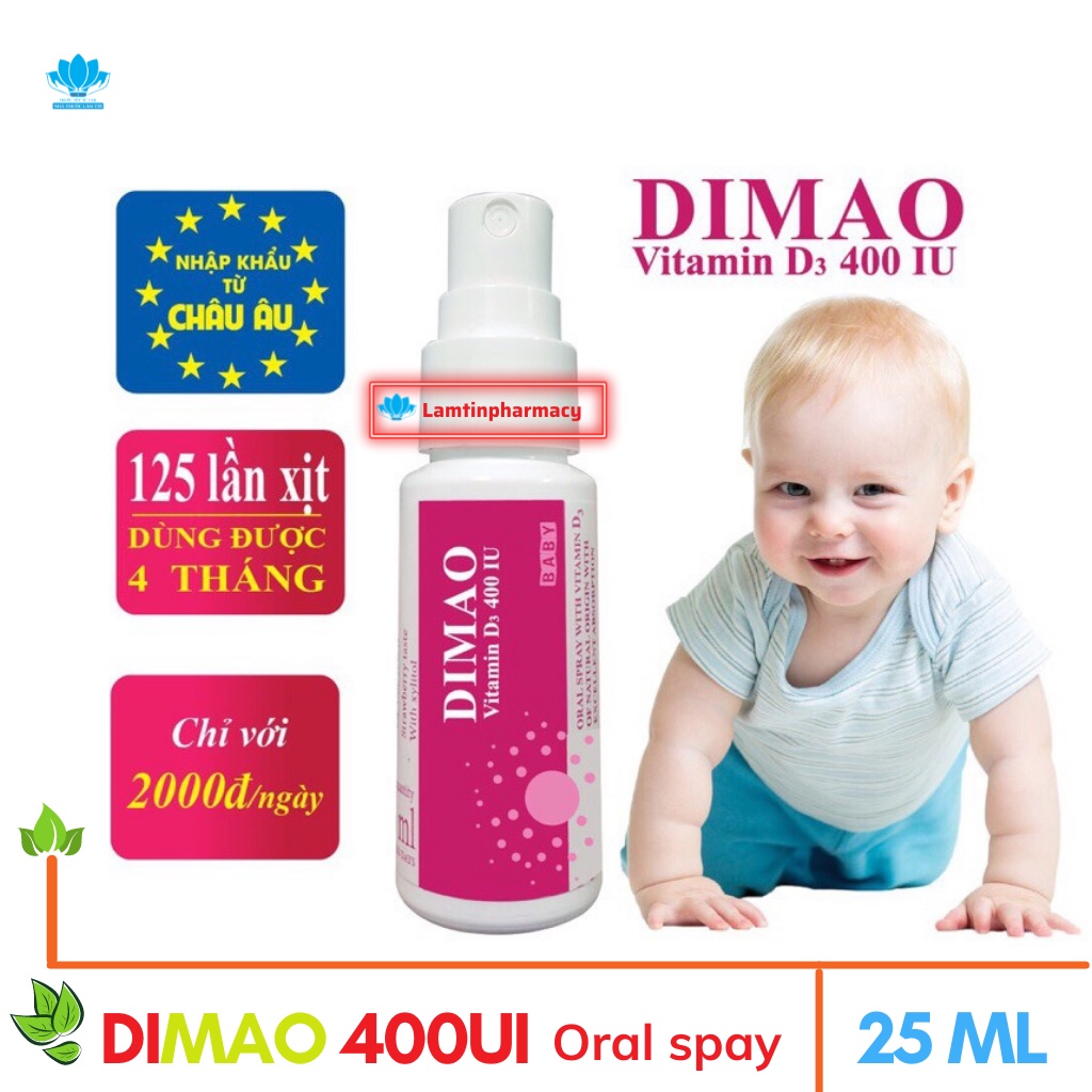 ✅ (Chính Hãng) Dimao Vitamin D3 Chính Hãng  Dạng Xịt 400IU Hiệu Quả Và Hấp Thu Tốt, Cam Kết Date Xa ( Lọ 25ml )