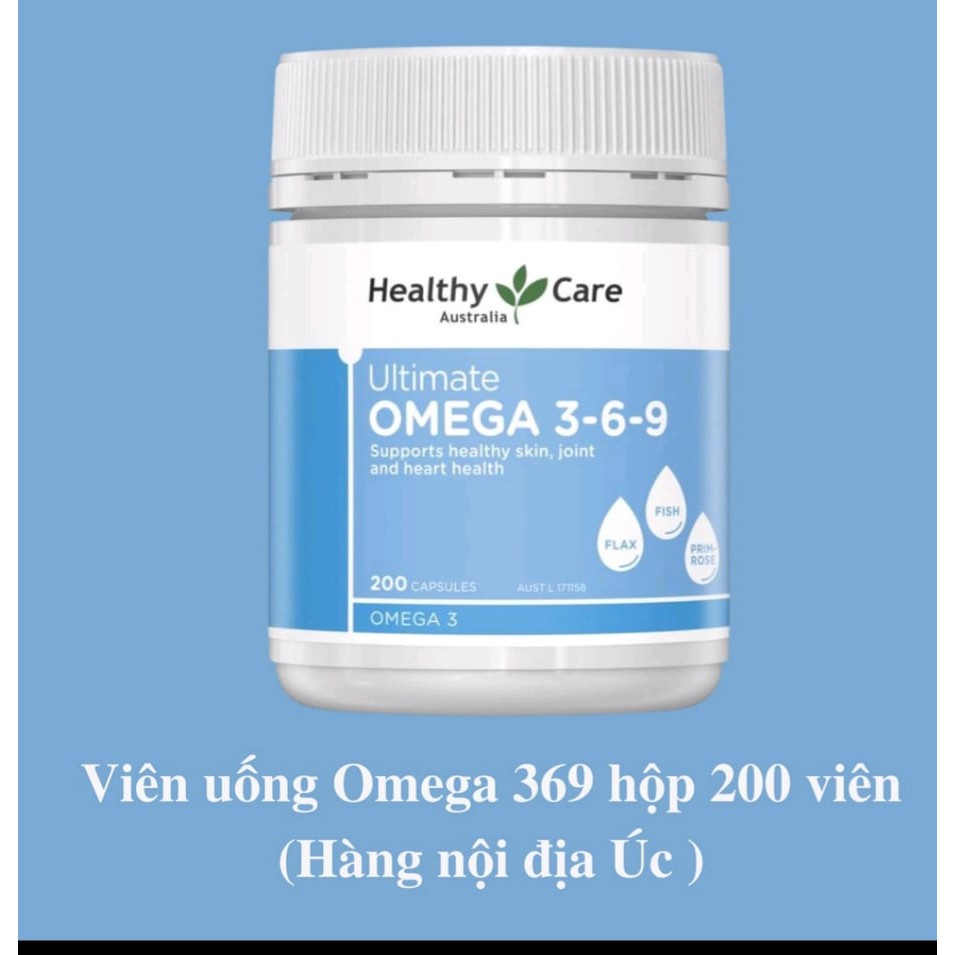 [CHÍNH HÃNG] Viên Uống Omega 369 Healthy Care Ultimate Úc, Mẫu Mới Hộp 200 Viên Shopee Việt Nam