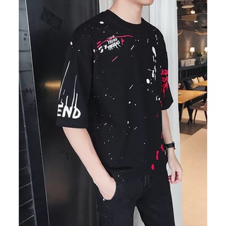 Áo thun unisex họa tiết cá tính tay lỡ form rộng
