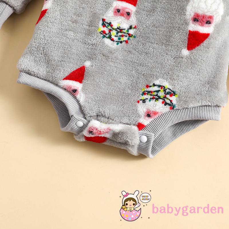 Áo Liền Quần Tay Dài Cổ Tròn In Họa Tiết Giáng Sinh Thời Trang Thu Đông Cho Bé Trai Và Gái