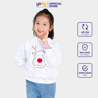 Áo hoodie trẻ em YODY có mũ thêu tuần lộc cho bé trai bé gái -KID4198