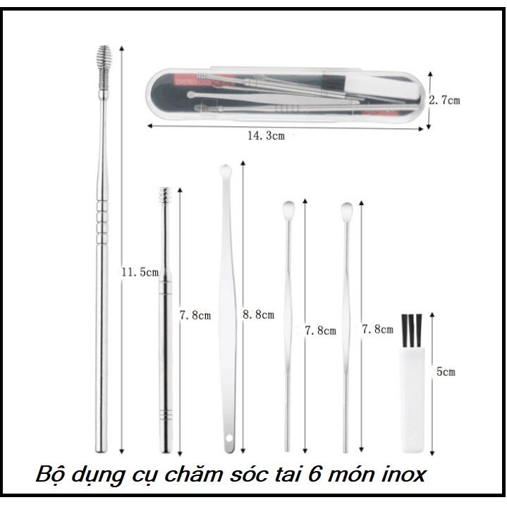 BỘ DỤNG CỤ LÂY RÁY TAI AN TOÀN CHUYÊN NGHIỆP GỒM 5 CÂY THÉP KHÔNG RỈ CÓ HỘP ĐỰNG - BỘ CHĂM SÓC CÁ NHÂN.