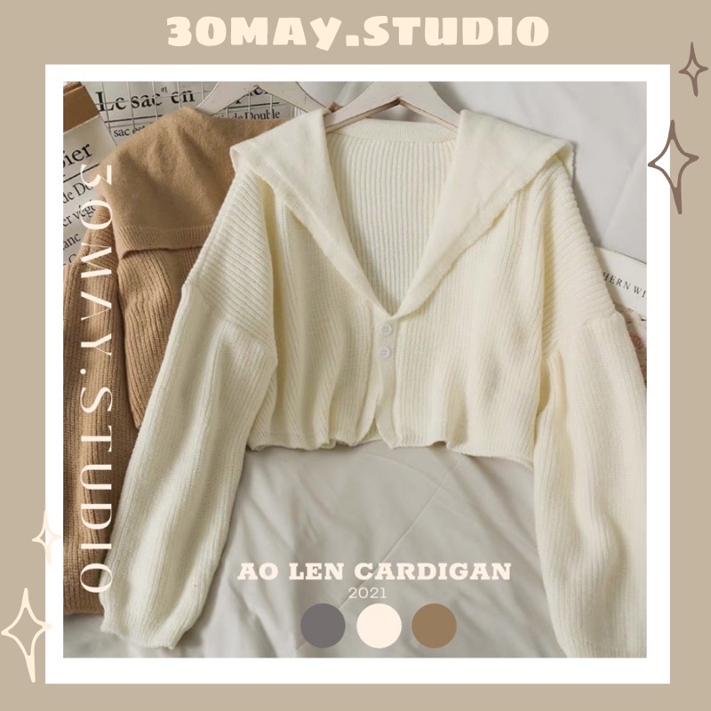 Áo cardigan khoác ngoài cổ V dáng ngắn mùa thu đông