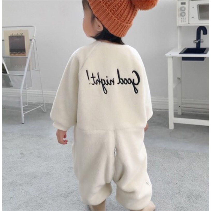 Áo liền quần mặc ngủ chất liệu nhung san hô vải lông flannel dành cho trẻ em/ bé trai/ bé gái