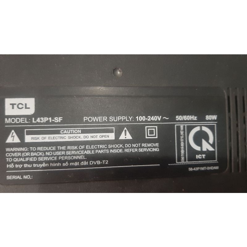 Bo mạch tivi TCL L43P1-SF bo xử lý, bo nguồn, bo tcon, wifi, bluetooth bóc máy