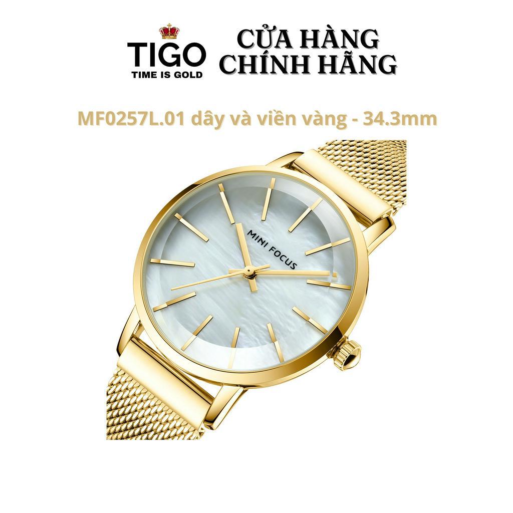 Đồng Hồ Nữ MINI FOCUS MF0257L.01 Dây Thép Vàng Viền Vàng Thép Không Gỉ Cao Cấp Mặt Tròn Đường Kính 34mm Chống Nước