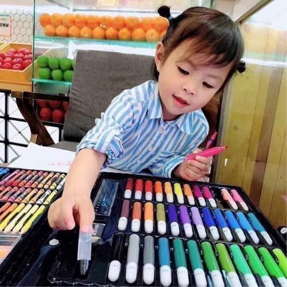 hộp màu 150 chi tiết cho bé, bộ màu vẽ đa năng 150 món giá rẻ cho bé bonkids toys