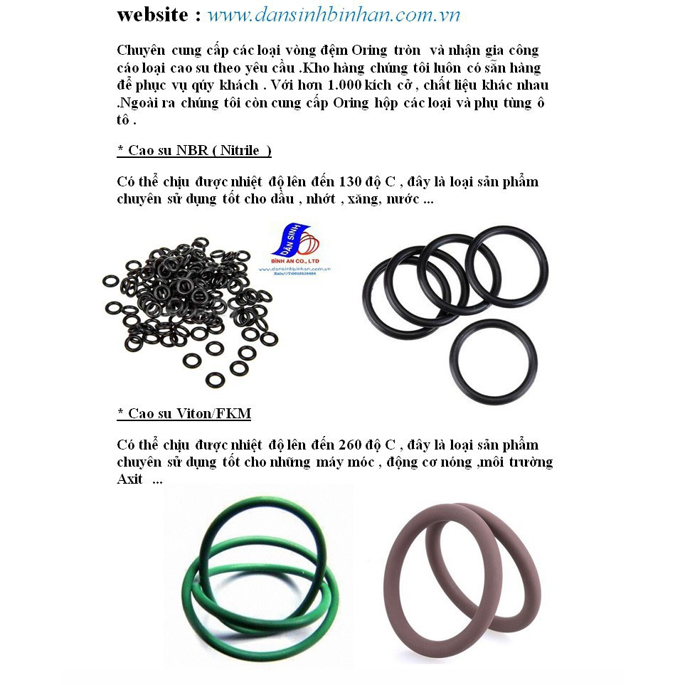 Dày 3mm,Đường Kính Trong từ 6 đến 27 ,Gioăng cao su NBR