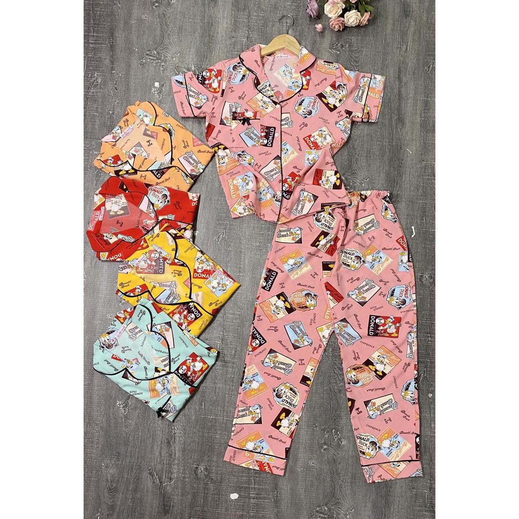 ( TAY NGẮN QUẦN DÀI ) BỘ PIJAMA LỤA VIỀN SP0124