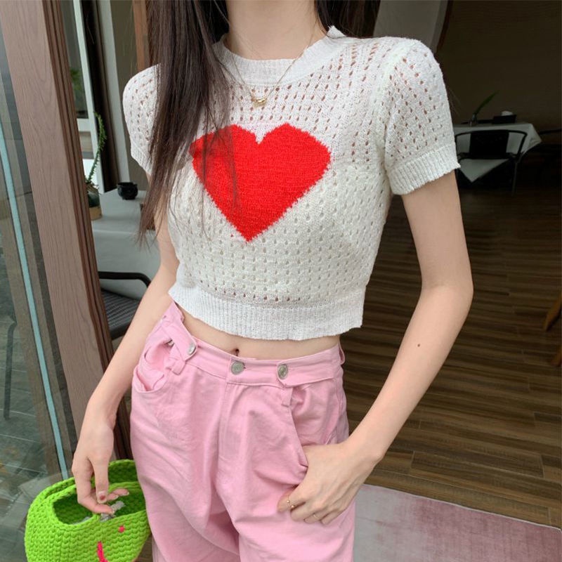 Jiashucheng Áo Dệt Kim Ngắn Tay Cổ Tròn Thời Trang Dành Cho Nữ