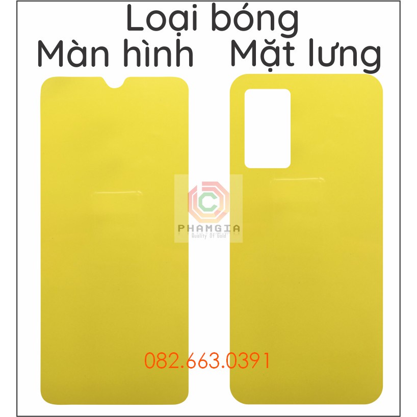 Dán ppf Vivo V21 5G loại nhám, bóng dành cho màn hình, mặt lưng, mặt lưng full viền