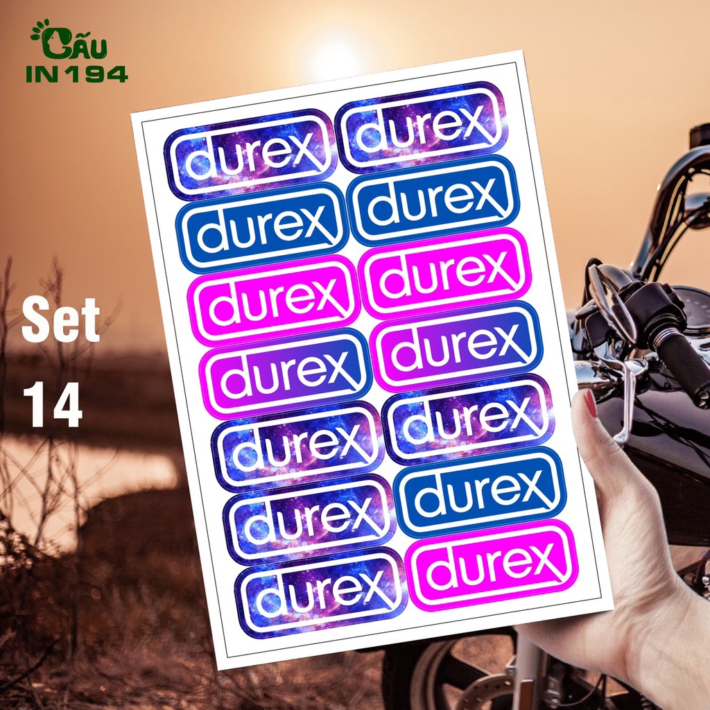 Tem decal dán xe IN194 nhãn dán cao cấp chất liệu decal nhựa cao cấp - 3 x 9cm - Durex Đủ Màu