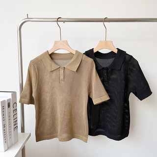 Áo polo len lỗ tay ngắn 2 màu lenclothing 8812