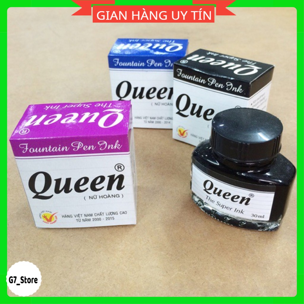 (SALE) Mực bút máy Queen,mực đổ bút máy xanh/đen/tím