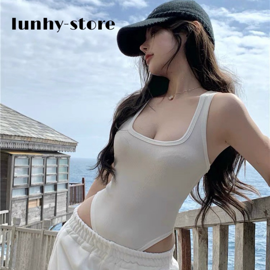 Áo Bodysuit Áo Croptop Hai Dây Khoét Eo Tôn Dáng Chất Cotton Mịn Siêu Đẹp