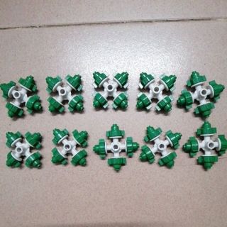 Combo 10 đầu béc phun sương 4 hướng xanh.