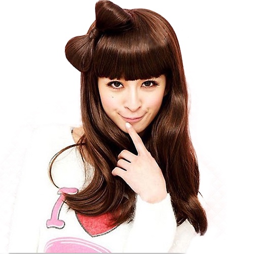 Kẹp tóc mỏ vịt thiết kế dạng tóc giả hình nơ độc đáo