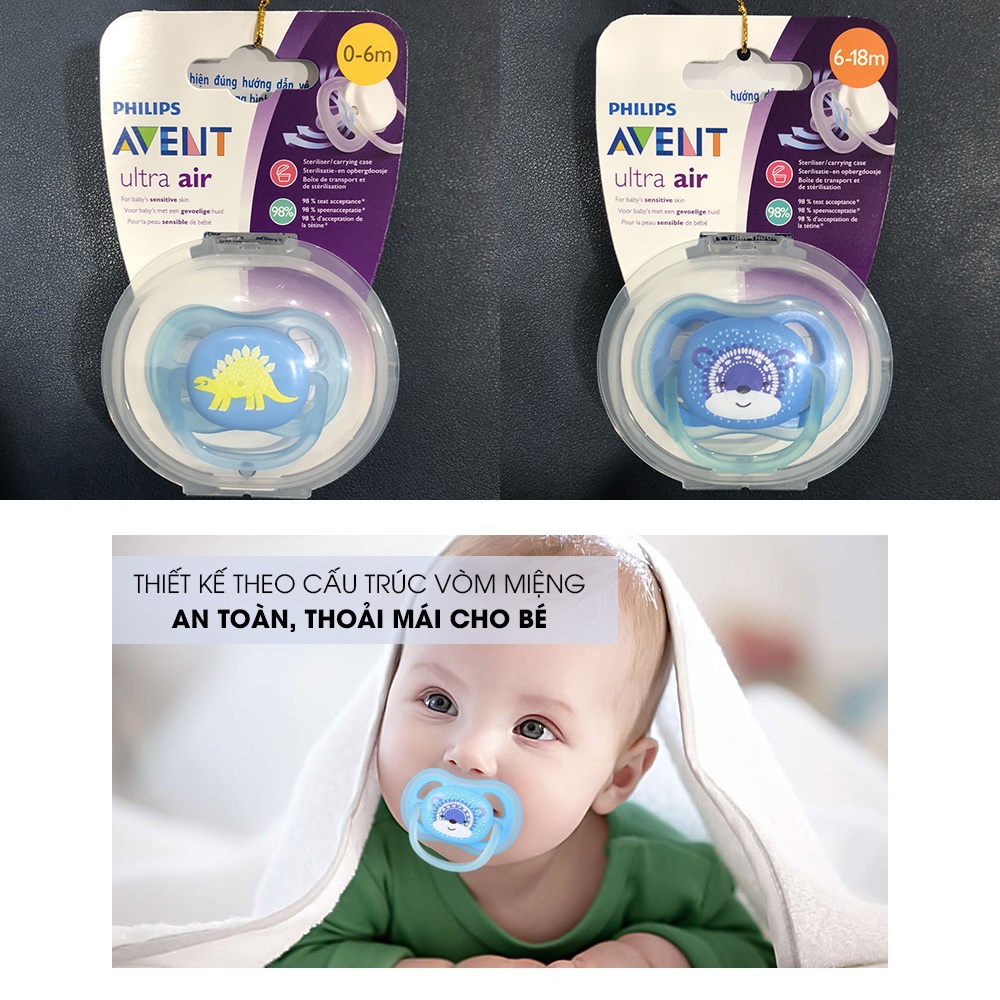 Núm ty - Núm ti giả Philips Avent chỉnh nha thông khí đóng gói vỉ đơn dành cho bé