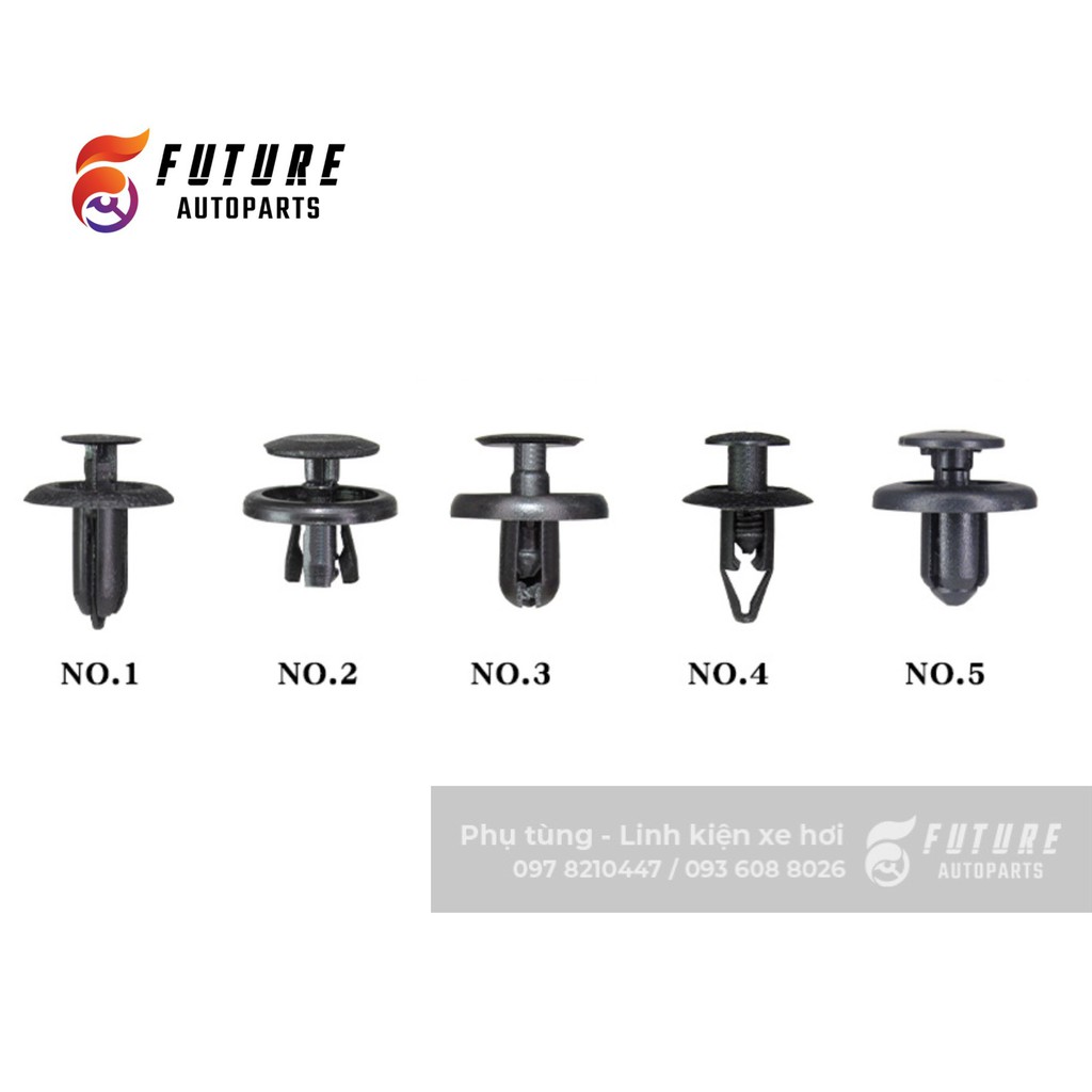 Bộ 10 loại Chốt nở nhựa cho xe Toyota, Mazda - Future Autoparts