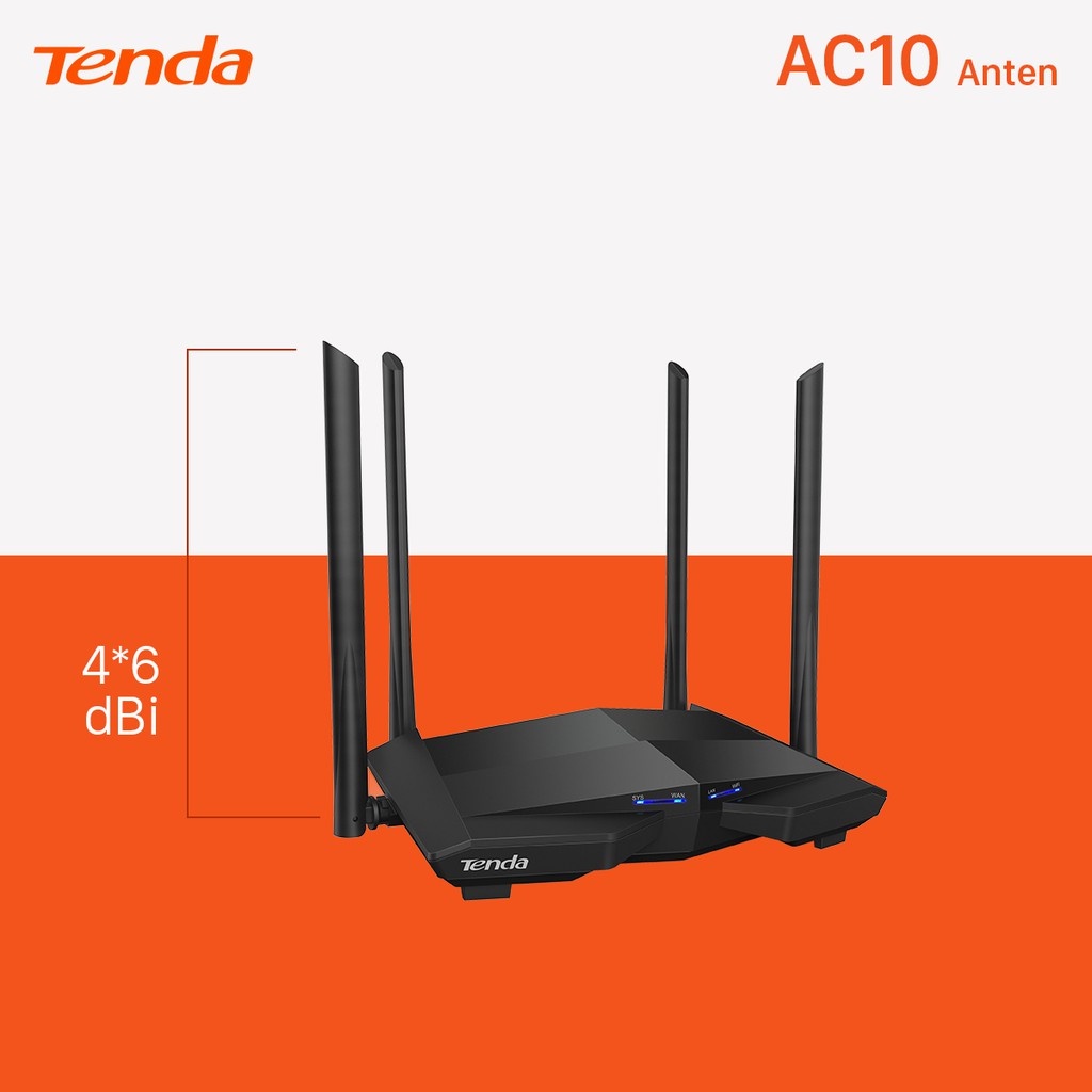 Phát Wifi Tenda AC10 Chính hãng (4 anten 5dBi, 1200Mbps, 2 băng tần, Repeater, 3LAN 1Gbps). VI TÍNH QUỐC DUY