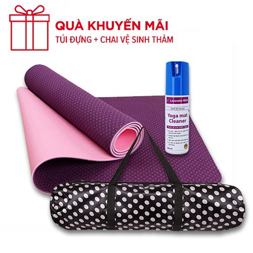 Thảm Yoga TPE EcoFriendly 8mm 2 lớp +Tặng chai xịt +Túi đựng thảm