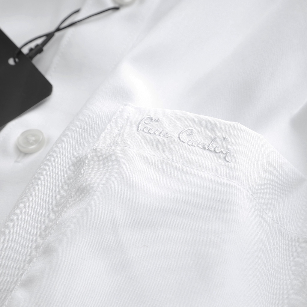Áo Sơ Mi Nam Ngắn tay P.cardin Xuất Hàn Màu Trắng chất liệu cotton