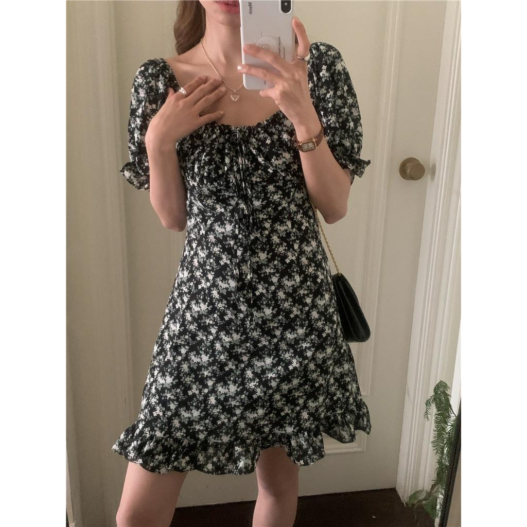 Đầm Hoa Ngắn Tay Thời Trang Pháp Kiểu Retro Quý Phái 66157