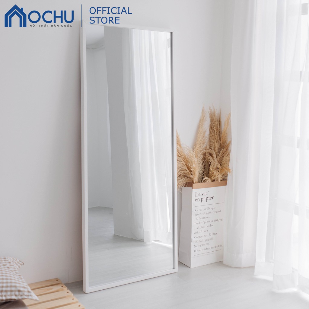 [Mã LIFE1505 giảm 8% đơn 300K] Gương Đứng Soi Toàn Thân Khung Gỗ OCHU - Mirror L - White