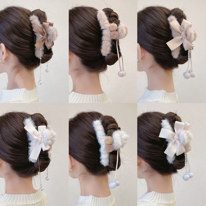 Kẹp Tóc Lông Nhung Hàn Quốc Dễ Thương Thời Trang Thu Đông