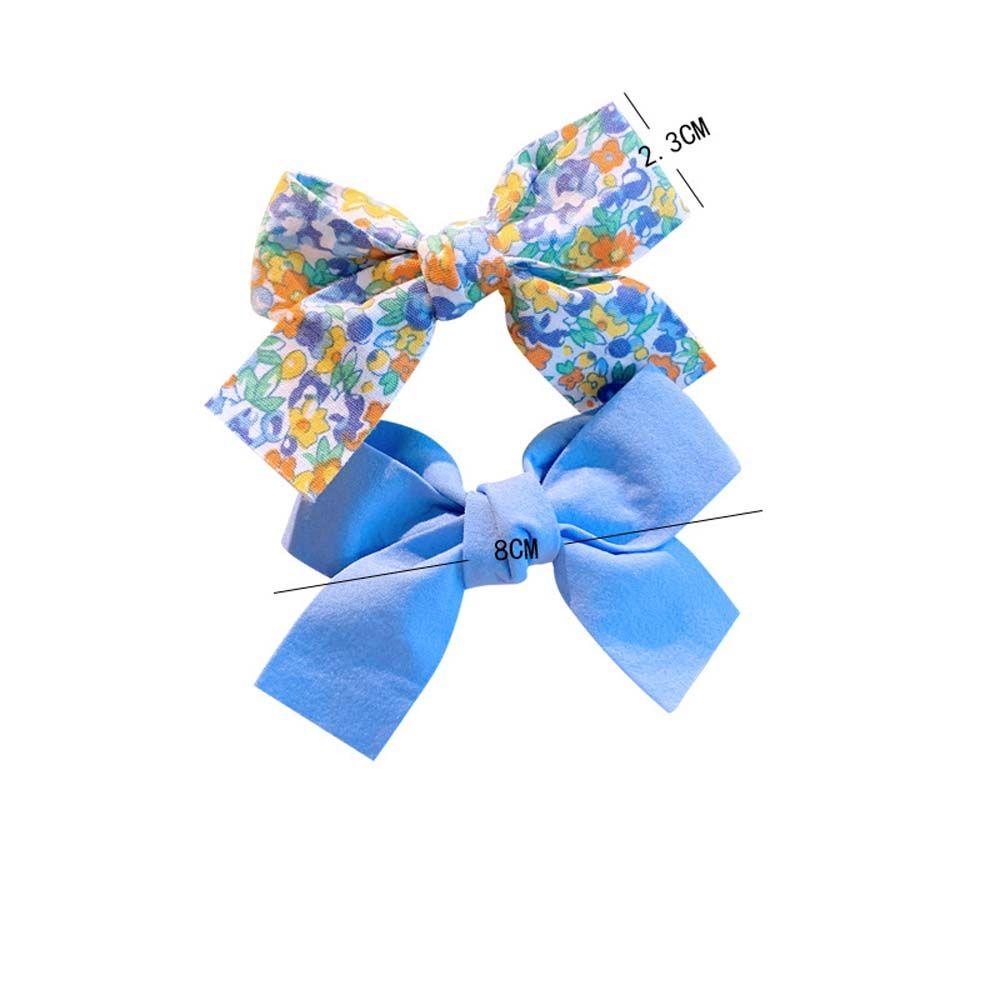 IVORY Set 2 Kẹp Tóc Hình Nơ Họa Tiết Hoa Màu Sắc Trơn Dành Cho Bé Gái